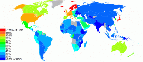 Cenová mapa světa - kde je levno a kde draho?